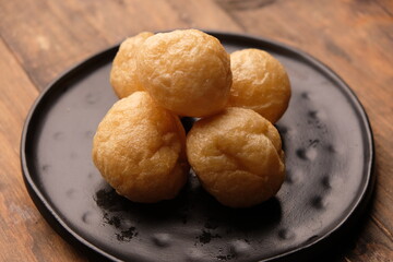 Tahu bulat is round tofu. snack made from soybeans. Indonesian food.