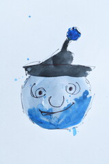 Whimsical Moon Illustration with Hat