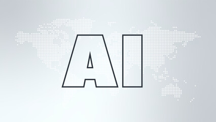 Artificial intelligence. Generative model. Smart digital technology. AI vector, world map background for science, programming, presentation, design, business, learning