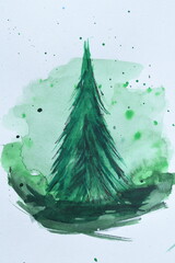 Abstract Green Watercolor Art