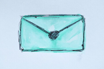 Hand-Drawn Green Envelope Sketch
