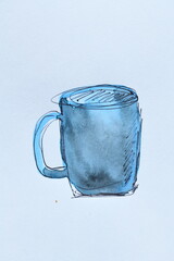 Watercolor Sketch of Blue Mug