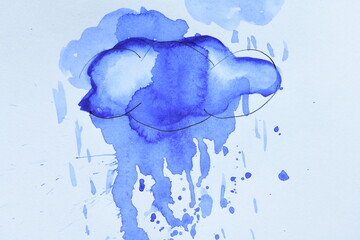 Abstract Blue Cloud Watercolor Art