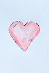 Watercolor Heart Illustration with Sketchy Outlines