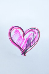 Abstract Hand-Drawn Heart in Pink and Purple