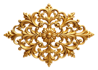 golden decorative element isolated on white background  PNG,AI GENERATED