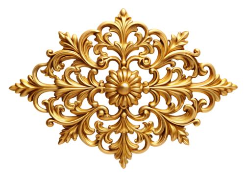 golden decorative element isolated on white background  PNG,AI GENERATED