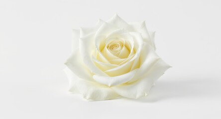 Close-up of a White Rose Blossom Against a Plain Background