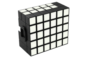 Black and white block puzzle game isolated on a transparent background