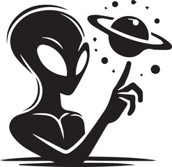 Minimalist Silhouette of Alien - Vector of Alien - Alien Illustration.