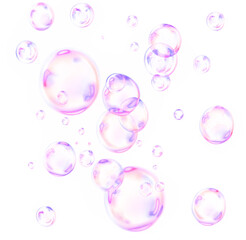 Transparent, watercolor, bubbles, purple, air float in this soft PNG. Glossy soap orbs with liquid shine create a transparent PNG Overlay, ideal for fun decorative designs or underwater illustration.