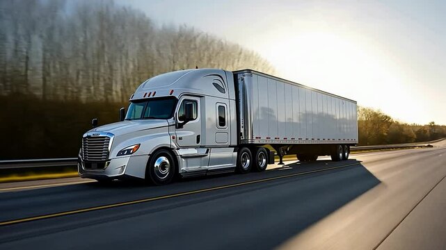 Heavy-duty freight trucks travel at speed, delivering vital cargo along the highway
