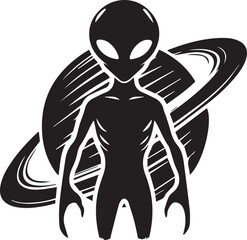 Minimalist Silhouette of Alien - Vector of Alien - Alien Illustration.
