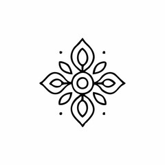 Bohemian logo vector inspired by spiritual mandala folk flower and tribal ornament with minimal outline design for creative boutique handmade branding or rustic visual identity purpose
