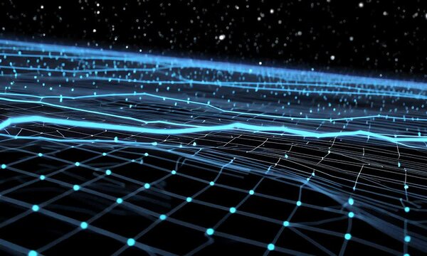 Abstract Blue Network Grid with Dynamic Looping Motion Effect