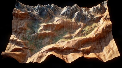 Wrinkled Terrain Map: Mountain Landscape