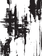 Abstract Black and White Cityscape Grunge Texture Urban Art Digital Painting