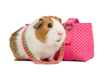 guinea pig with gift box Isolated on transparent background