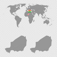 Niger Map Set with World Location.