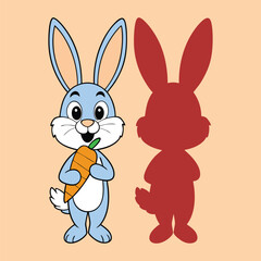 Obraz premium Cute Cartoon Bunny Holding a Carrot