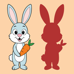 Obraz premium Cute Cartoon Bunny Holding a Carrot