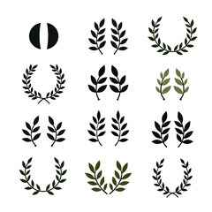 laurel wreaths silhouette vector illustration