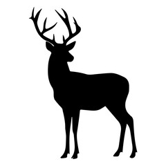 Obraz premium Minimalist Black Silhouette of a Deer on White Background.