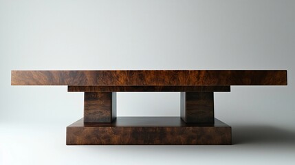 Rectangular wooden coffee table with a modern design and warm tone