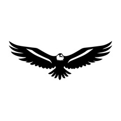 Fototapeta premium Minimalist Black Silhouette of an Eagle on White Background.