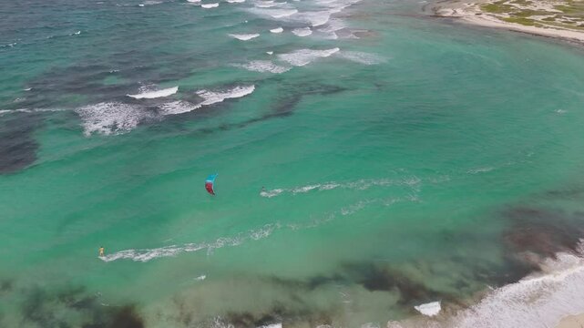 Kitesurfing on Boca Grande beach in Aruba