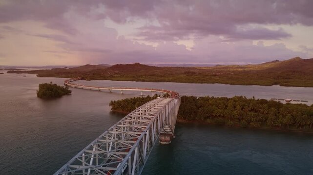 San Juanico Bridge, Sunset over the bridge looking towards Samar