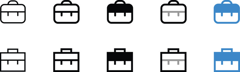 Vector Set of Simple Business Briefcase Icons in Different Colors