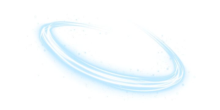 Glow, neon, round, blue, effect merge in a radiant PNG beam. Illuminated futuristic ring pulses with electric gradient, forming a transparent PNG Overlay for festive design