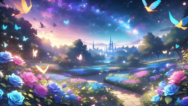 A fantastic landscape of forests, flowers and rivers	