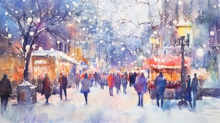 Snowy City Street Scene