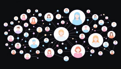 Interconnected People Network Graphic Depicting Social Connections and Community Interaction