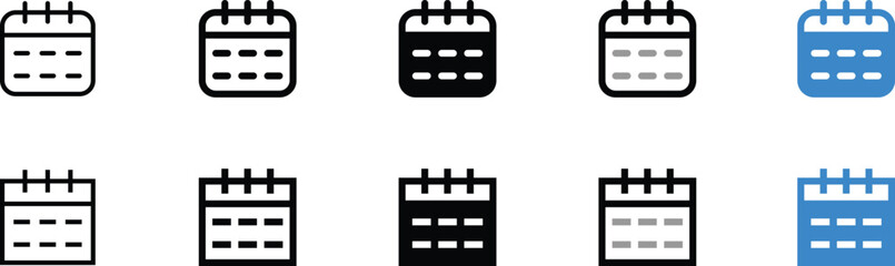 Set of Simple Calendar Icons in Various Colors