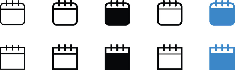 Set of Vector Calendar Icons in Different Colors and Styles