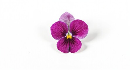 Single Purple Pansy Flower on White Background