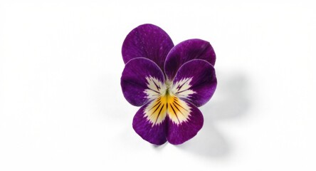 Isolated Viola Flower on White Background, Purple and Yellow Blossom