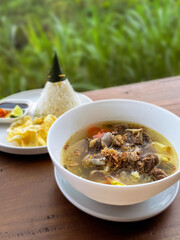 Ribs Soup with Rice. Sup Iga dengan Nasi Putih