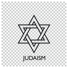 World religion symbols. Signs of major religious groups and religions. Vector Star of David - symbol of Judaism