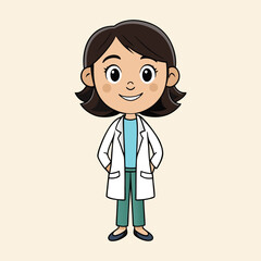 Fototapeta premium Cartoon female doctor vector illustration