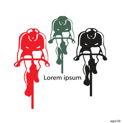 three women riding bicycles, cycling, racing. Female cyclists wearing helmets, training at high speed. Sport cyclists, female athletes in action,