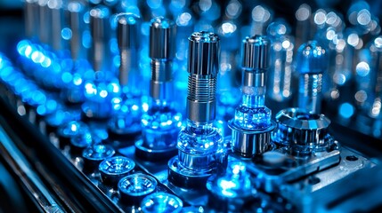Close-up view of various electronic components