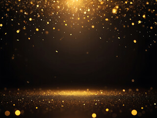Golden sparkling abstract background with shimmering particles, elegant dark wallpaper texture, bright modern light design pattern for luxury decorative art surface ai