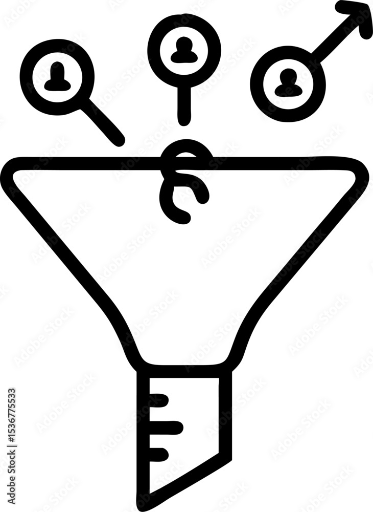 Poster Silhouette of a Funnel Filtering Multiple Tasks Vector