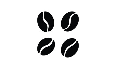 Four stylized black coffee bean icons arranged on a clean white background