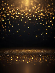 Golden sparkling abstract background with shimmering particles, elegant dark wallpaper texture, bright modern light design pattern for luxury decorative art surface ai