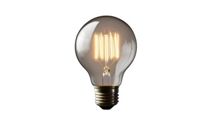 Shiny Illuminated Light Bulb Isolated on Clean White Background

